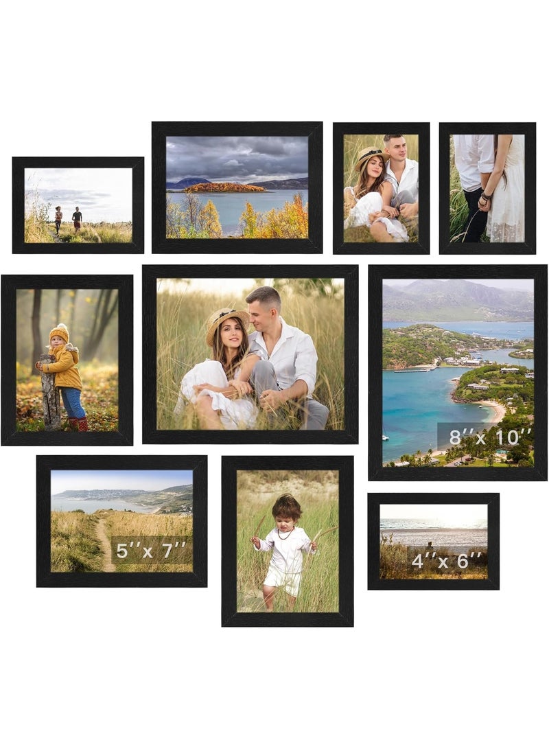 FASHION HOME 10 Packs Picture Frames Collage Wall Decor Gallery Wall Frame Set for Wall Display, Multi Sizes with 2pcs 8x10, 4pcs 5x7 and 4pcs 4x6 Photo Frames for Family Living Room - Image 1